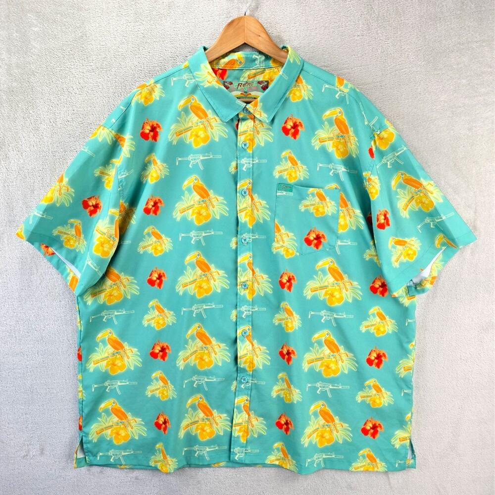 Retro Rifle Dead Air Silencers Mens Shirt 3XL Toucan Hibiscus Hawaiian Aloha